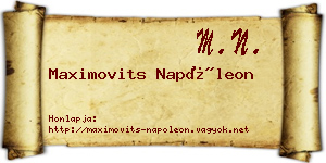 Maximovits Napóleon névjegykártya